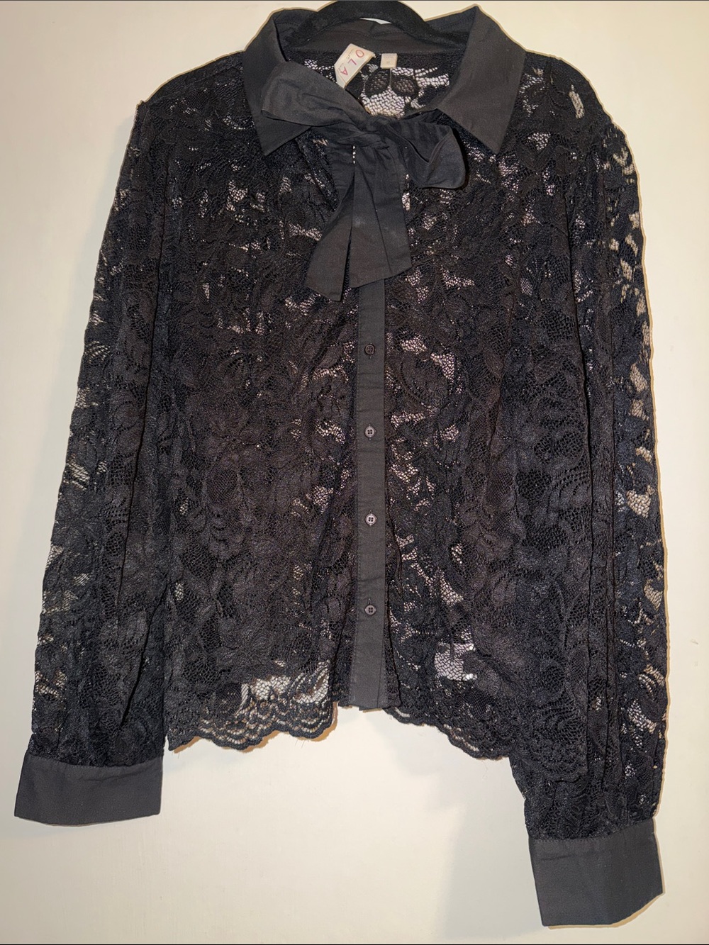 ✨New✨Sheer Lace Button-Front Blouse - Black